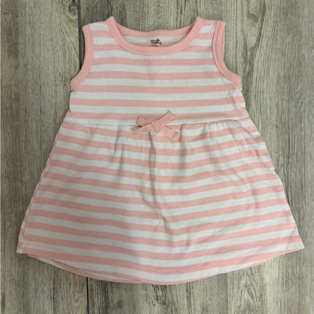 Pink  and White Striped Kids Dress